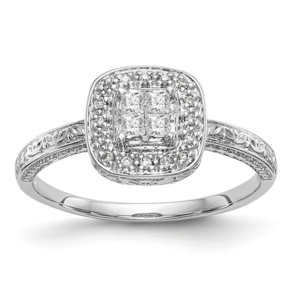 Diamond cluster ring white gold size 6